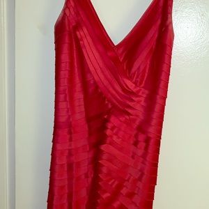 Red pleated gown